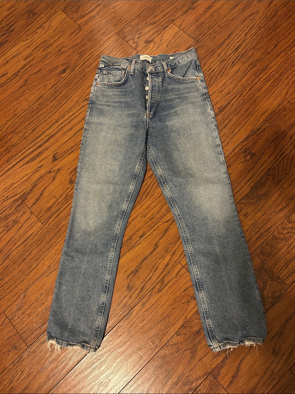 Citizens Of Humanity Faded Blue Relaxed Jeans with Raw Hem 27